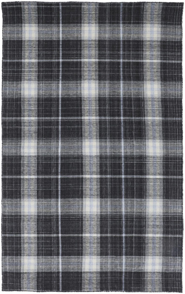 HomeRoots 4x6 Hand Loomed Plaid Area Rug Stain Resistant Polyester for Bedroom or Entryway 744078