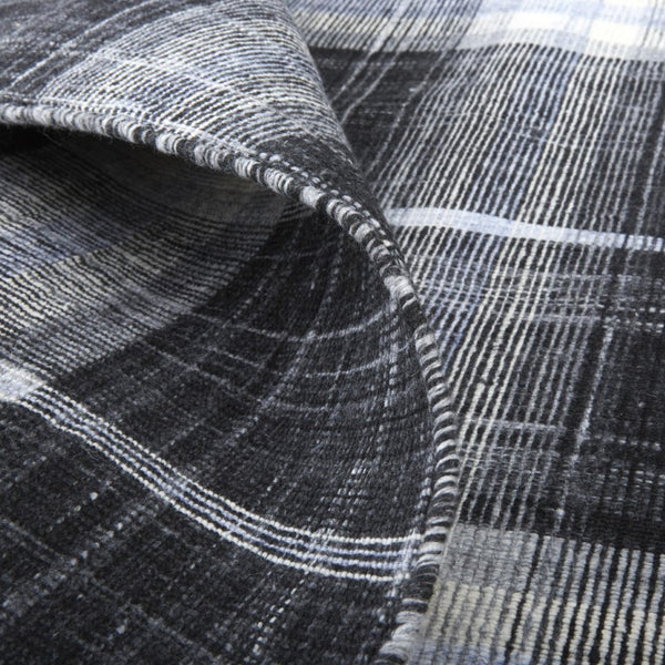 4x6 Hand Loomed Plaid Area Rug Stain Resistant Polyester for Bedroom or Entryway