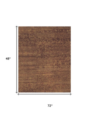 4 X 6 Hand Knotted Wool Floral Area Rug in Earthy Tones Stain Resistant Artisan