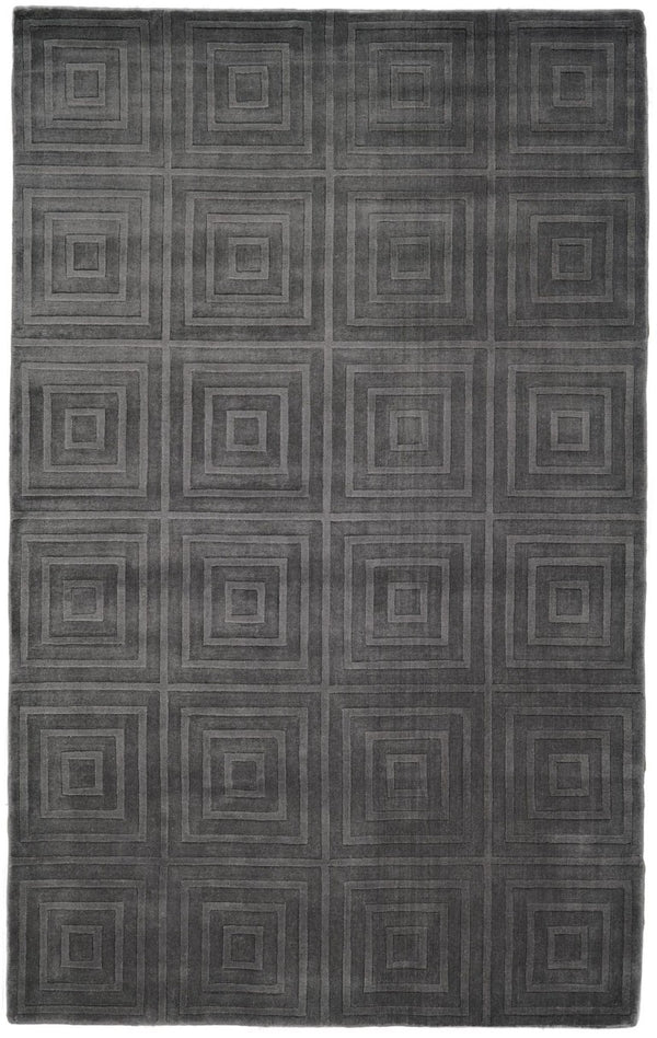 HomeRoots 4 Foot by 6 Hand Woven Wool Blend Geometric Area Rug in Industrial Style 744080