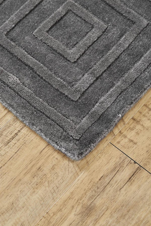 4 Foot by 6 Hand Woven Wool Blend Geometric Area Rug in Industrial Style