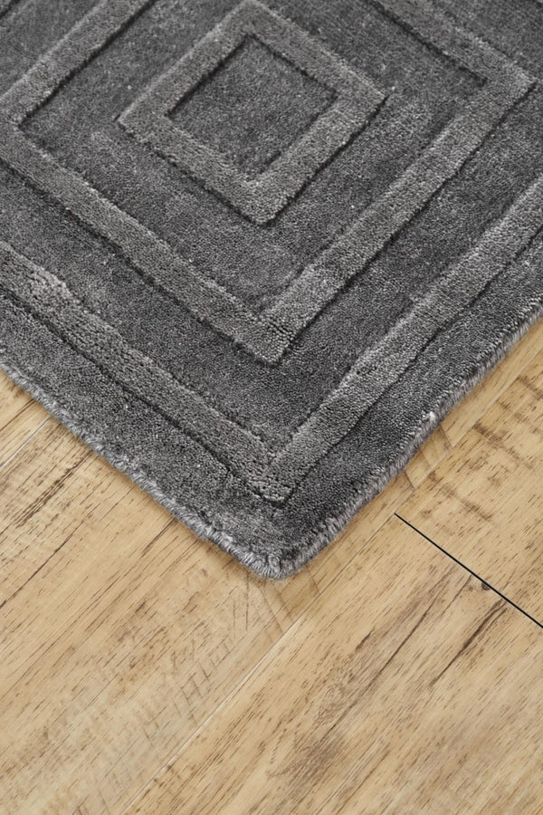 4 Foot by 6 Hand Woven Wool Blend Geometric Area Rug in Industrial Style