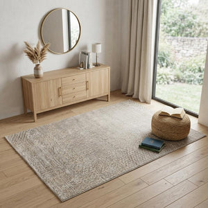 4 X 6 Hand Woven Wool Blend Abstract Area Rug in Gray Ivory for Bedroom Entry