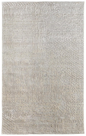 HomeRoots 4 X 6 Hand Woven Wool Blend Abstract Area Rug in Gray Ivory for Bedroom Entry 744081
