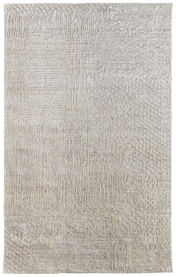 HomeRoots 4 X 6 Hand Woven Wool Blend Abstract Area Rug in Gray Ivory for Bedroom Entry 744081