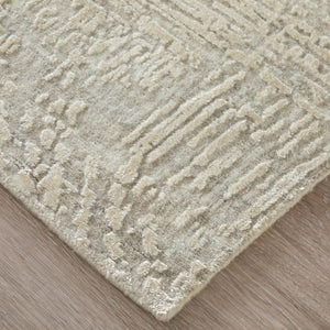 4 X 6 Hand Woven Wool Blend Abstract Area Rug in Gray Ivory for Bedroom Entry