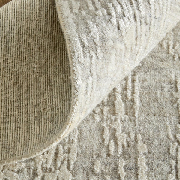 4 X 6 Hand Woven Wool Blend Abstract Area Rug in Gray Ivory for Bedroom Entry