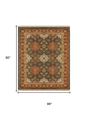 5x8 Hand Tufted Wool Oriental Area Rug with Fringe Stain Resistant Persian Style