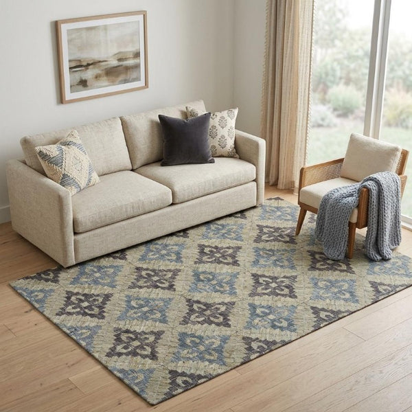 5x8 Jute Area Rug Hand Woven Geometric Bohemian Accent for Living Room Decor