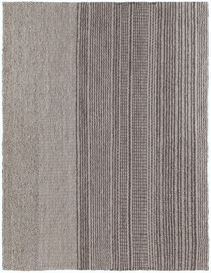 HomeRoots 5x8 Handwoven Wool Striped Area Rug Scandinavian Ivory Brown Artisan Woven 744111