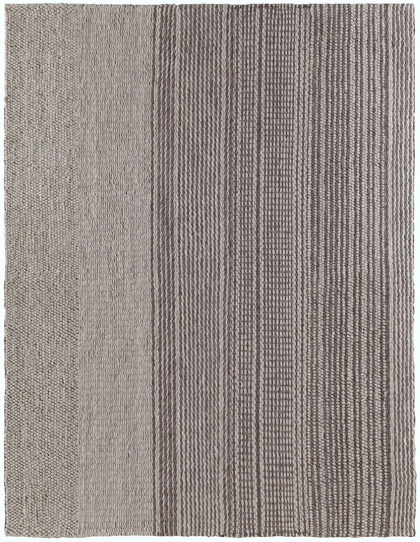 HomeRoots 5x8 Handwoven Wool Striped Area Rug Scandinavian Ivory Brown Artisan Woven 744111