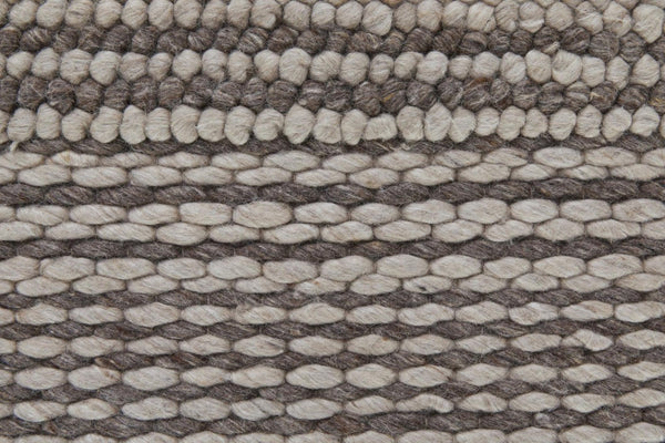 5x8 Handwoven Wool Striped Area Rug Scandinavian Ivory Brown Artisan Woven