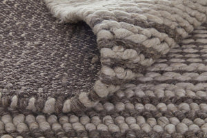 5x8 Handwoven Wool Striped Area Rug Scandinavian Ivory Brown Artisan Woven