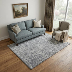 5x8 Hand Woven Abstract Area Rug in Silver Gray Persian Style Artisan Flatweave