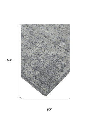 5x8 Hand Woven Abstract Area Rug in Silver Gray Persian Style Artisan Flatweave