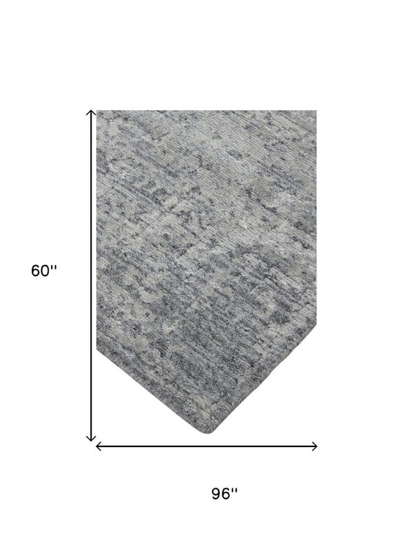 5x8 Hand Woven Abstract Area Rug in Silver Gray Persian Style Artisan Flatweave