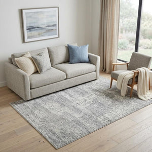 5 X 8 Hand Woven Abstract Area Rug in Silver Gray for Living Room Decor