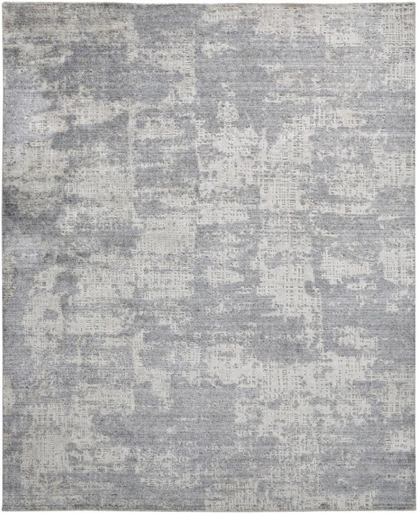 5 X 8 Hand Woven Abstract Area Rug in Silver Gray for Living Room Decor
