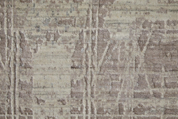 5x8 Hand Woven Wool Blend Area Rug in Tan Pink Gray Abstract Artisan Design