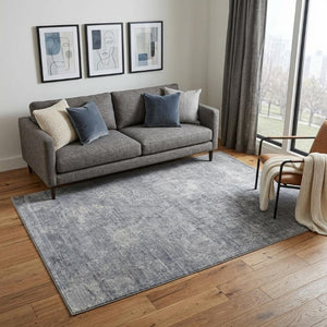 5 X 8 Hand Woven Wool Blend Ombre Area Rug in Blue Gray for Living Room