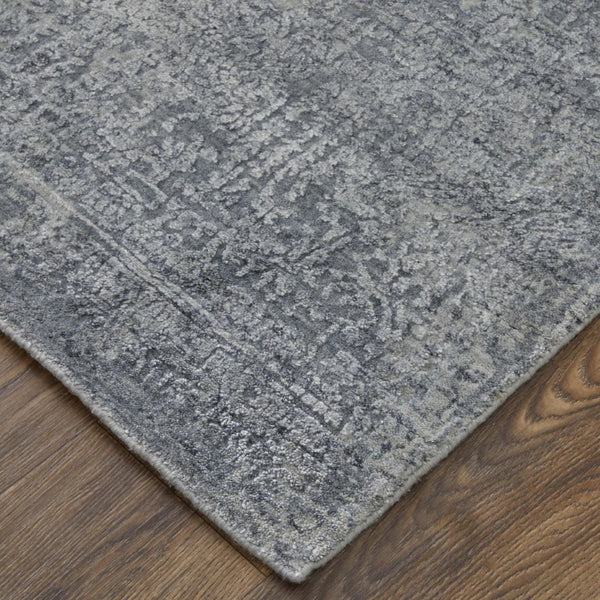 5 X 8 Hand Woven Wool Blend Ombre Area Rug in Blue Gray for Living Room