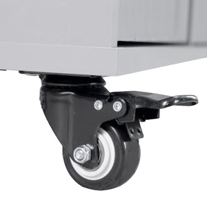 English Elm K&K Kitchen Island with Tilt-Out Trash Can, Drop Leaf Counter, Adjustable Shelf, Rolling Cart Grey WF326381AAG