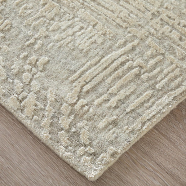 5x8 Hand Woven Wool Blend Area Rug Abstract Gray Ivory Artisan Craft Living Room