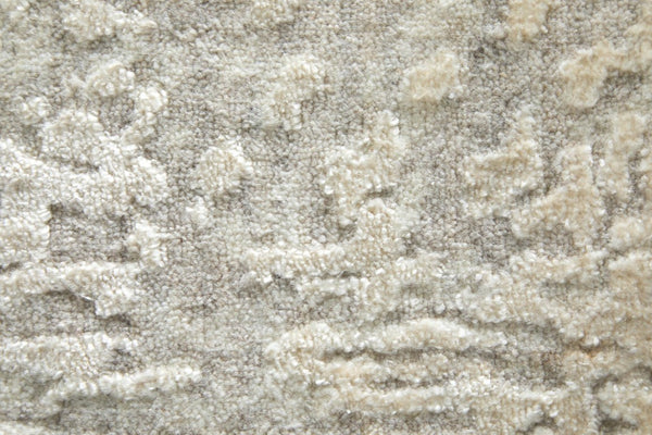 5x8 Hand Woven Wool Blend Area Rug Abstract Gray Ivory Artisan Craft Living Room