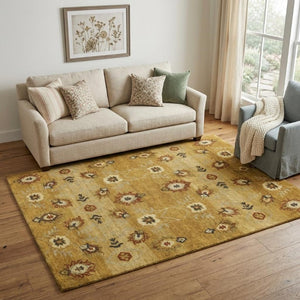 5x8 Hand Knotted Wool Floral Area Rug Artisan Crafted Stain Resistant Cottage