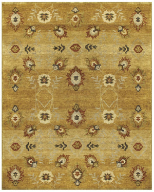 HomeRoots 5x8 Hand Knotted Wool Floral Area Rug Artisan Crafted Stain Resistant Cottage 744134