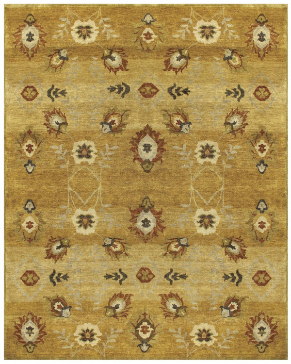 5x8 Hand Knotted Wool Floral Area Rug Artisan Crafted Stain Resistant Cottage