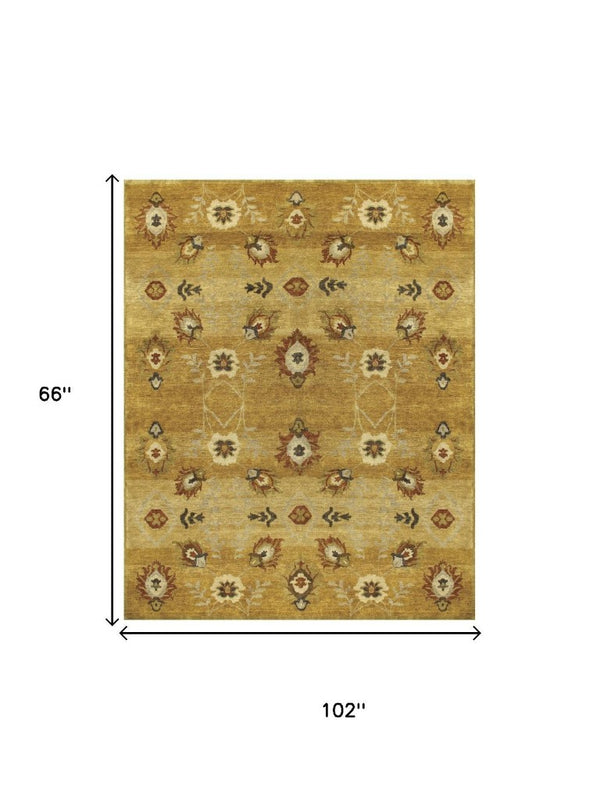 5x8 Hand Knotted Wool Floral Area Rug Artisan Crafted Stain Resistant Cottage