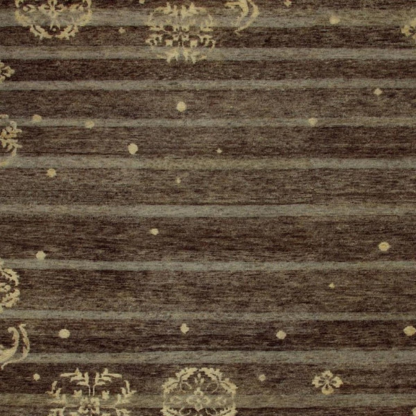 5 X 8 Hand Knotted Wool Blend Area Rug with Brown Tan Stripe Artisan Weave