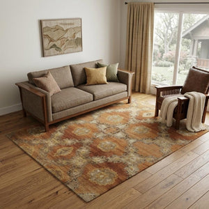 5x8 Hand Knotted Wool Ikat Area Rug Artisan Crafted Stain Resistant Living Room