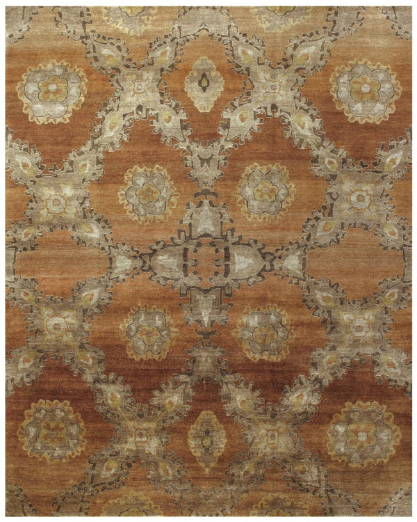 HomeRoots 5x8 Hand Knotted Wool Ikat Area Rug Artisan Crafted Stain Resistant Living Room 744136