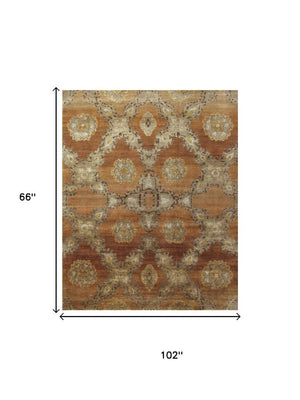 5x8 Hand Knotted Wool Ikat Area Rug Artisan Crafted Stain Resistant Living Room