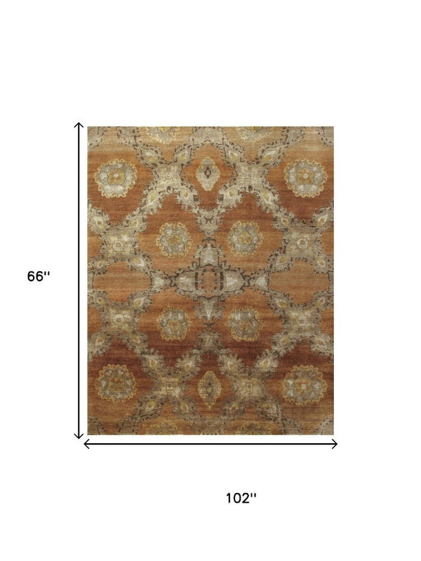 5x8 Hand Knotted Wool Ikat Area Rug Artisan Crafted Stain Resistant Living Room