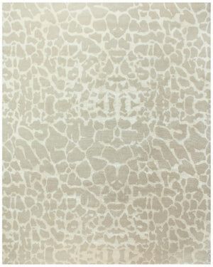HomeRoots 5x8 Ivory Beige Wool Blend Animal Print Hand Knotted Artisan Area Rug for Living Room 744139