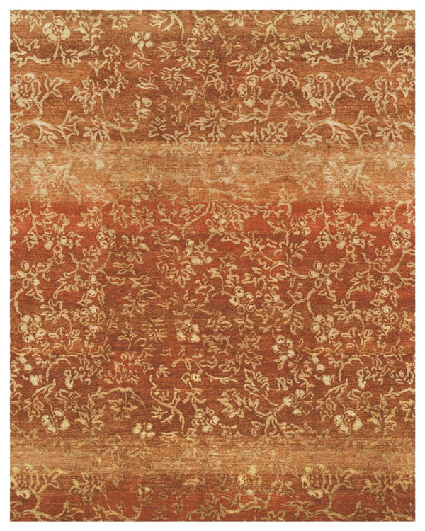 HomeRoots 5x8 Hand Knotted Wool Area Rug Floral Pattern Stain Resistant Living Room Accent 744140
