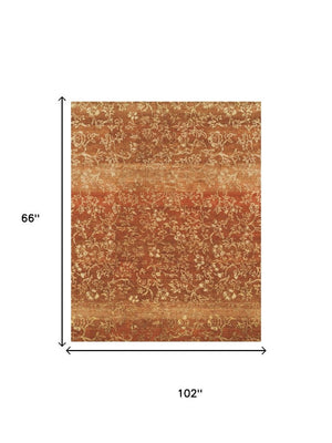 5x8 Hand Knotted Wool Area Rug Floral Pattern Stain Resistant Living Room Accent
