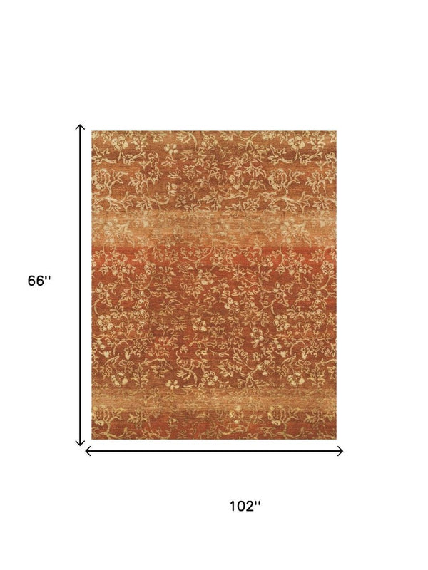 5x8 Hand Knotted Wool Area Rug Floral Pattern Stain Resistant Living Room Accent