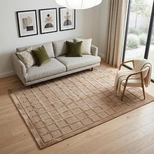 5x8 Hand Knotted Wool Geometric Area Rug Tan Brown Artisan Stain Resistant