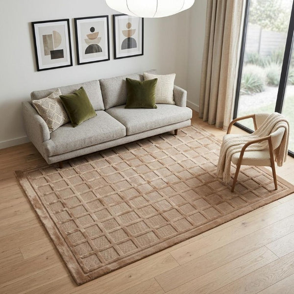 5x8 Hand Knotted Wool Geometric Area Rug Tan Brown Artisan Stain Resistant