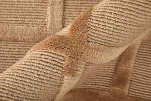 5x8 Hand Knotted Wool Geometric Area Rug Tan Brown Artisan Stain Resistant