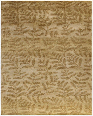 HomeRoots 5x8 Hand Knotted Wool Floral Area Rug in Warm Tan and Orange Artisan Weave 744152