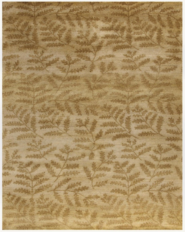 HomeRoots 5x8 Hand Knotted Wool Floral Area Rug in Warm Tan and Orange Artisan Weave 744152