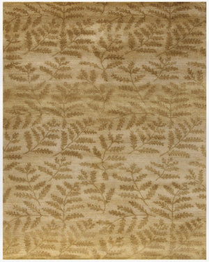5x8 Hand Knotted Wool Floral Area Rug in Warm Tan and Orange Artisan Weave