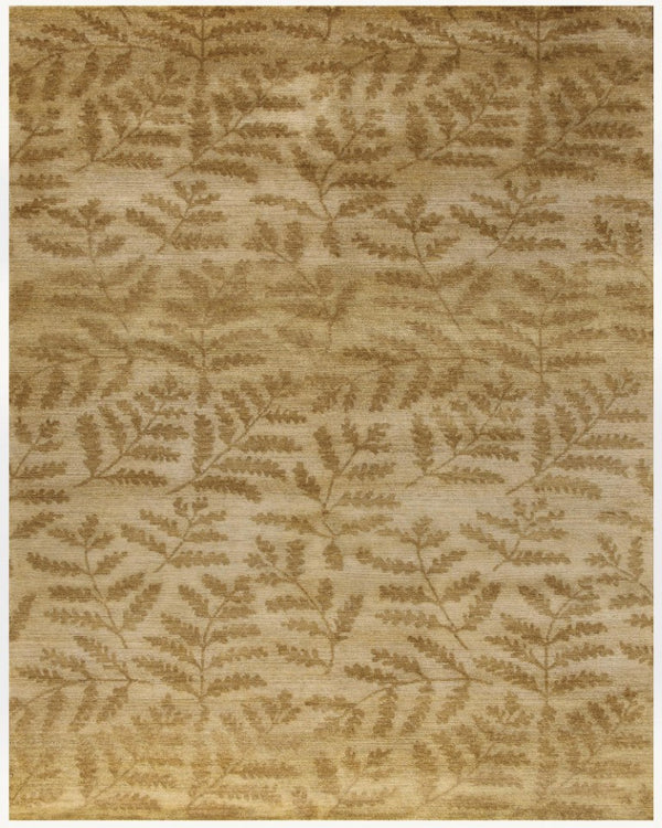 5x8 Hand Knotted Wool Floral Area Rug in Warm Tan and Orange Artisan Weave