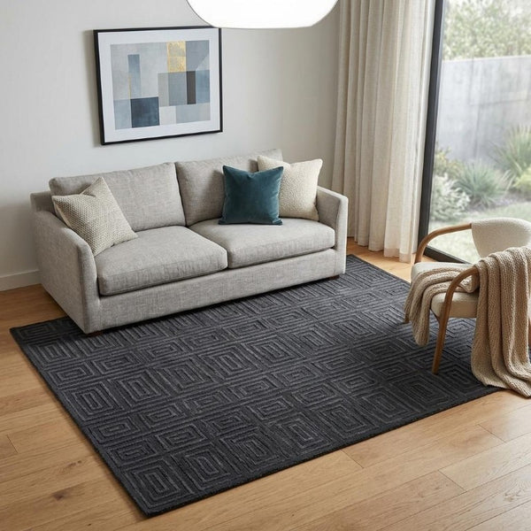 5x8 Hand Knotted Wool Geometric Area Rug Stain Resistant Modern Living Room