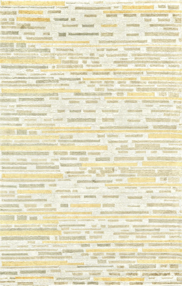 HomeRoots 5 X 8 Hand Knotted Wool Blend Area Rug Ivory Striped Artisan Woven Accent 744158